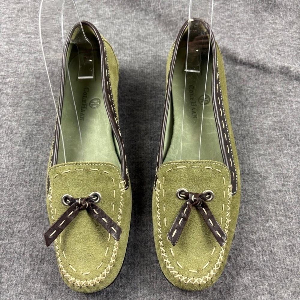 Cole Haan Olive Green Suede Leather Loafers Size 6B Women's Comfort Dress Shoes‎